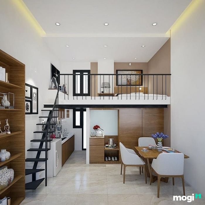 Mẫu thiết kế nhà ngang 7m dài 10m với gác lửng tiết kiệm diện tích và chi phí