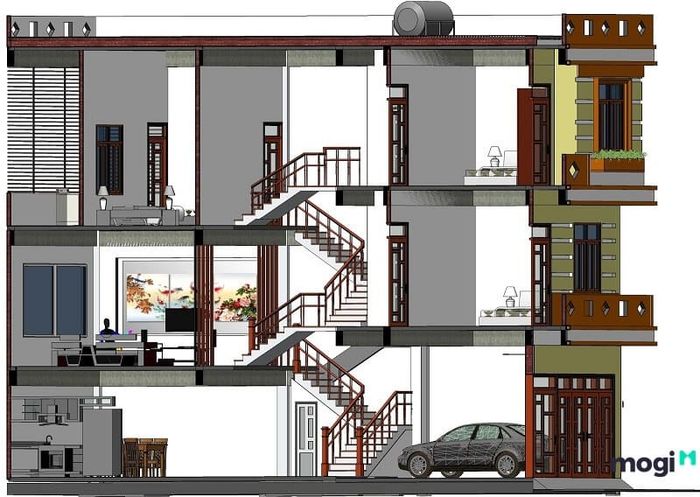 Mẫu nhà lệch tầng có nhiều kiểu thiết kế khác nhau để phù hợp với nhu cầu và không gian sống.