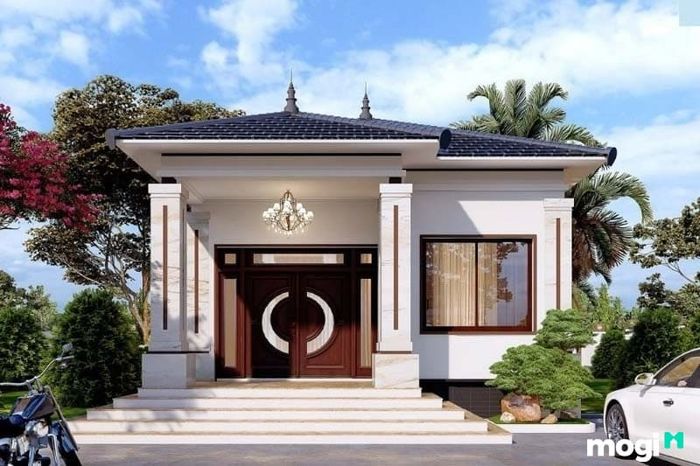 Mẫu nhà ngang 7m x 10m kiểu mái Nhật sang trọng và đặc biệt.