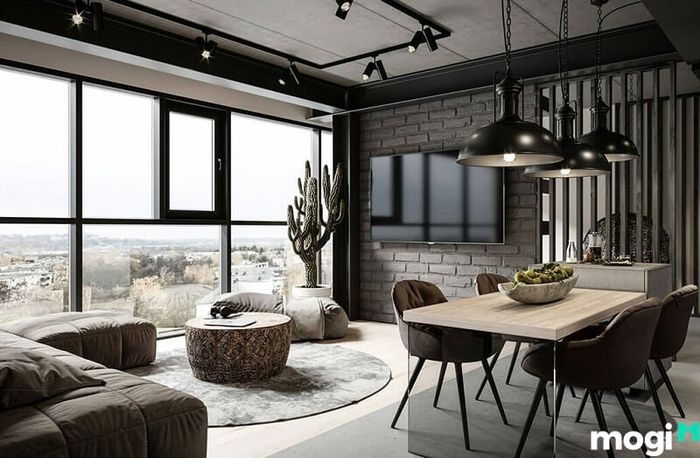 Phong cách industrial yêu cầu cửa sổ phải rộng để có thể thu nhận nhiều ánh sáng tự nhiên, mang lại không gian thoáng đãng và dễ chịu.