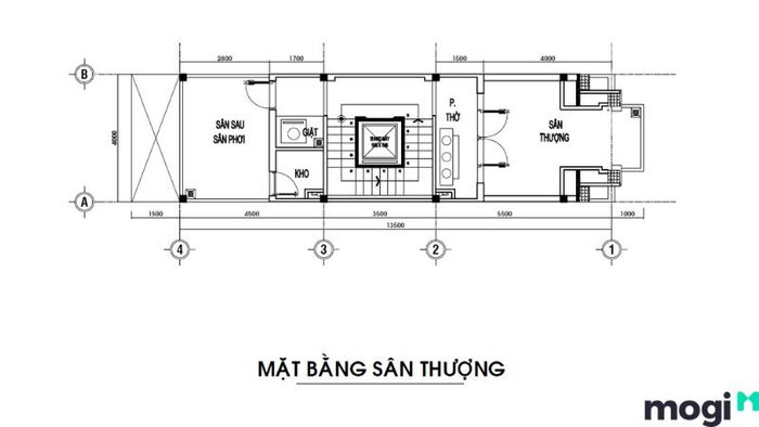 Mẫu nhà đẹp 2 tầng 5x20: bản thiết kế sân thượng