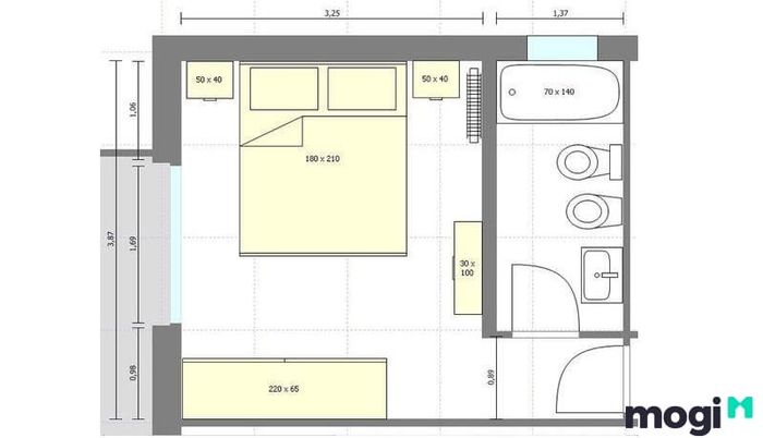 Hướng Đặt Bồn Cầu Trong Bản Vẽ Phòng Ngủ Có Toilet