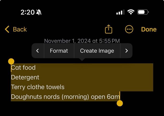 iOS 18.2 beta 2 cho phép người dùng tạo hình ảnh trực tiếp trong ứng dụng Ghi chú