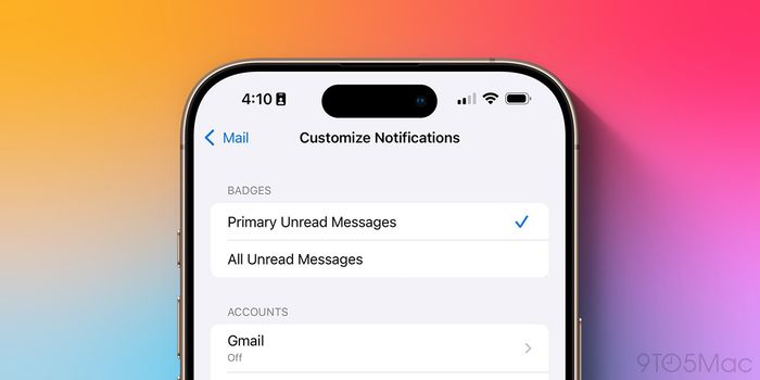 Ứng dụng Mail giờ đây hỗ trợ hiển thị huy hiệu thông báo cho các thư chưa đọc trong hộp thư chính