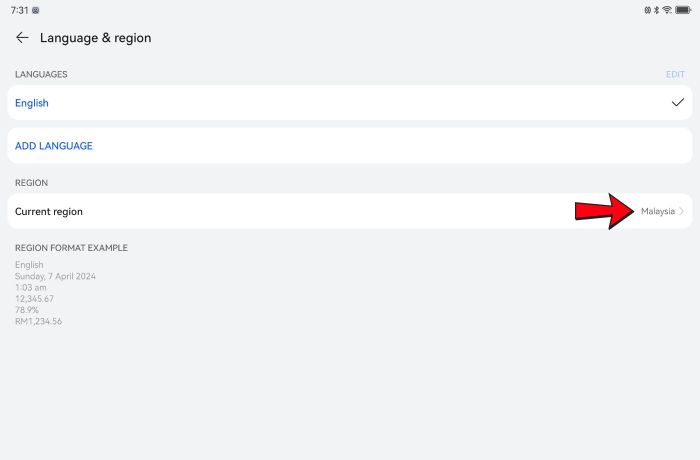 Cập nhật khu vực trong cài đặt hệ thống 3