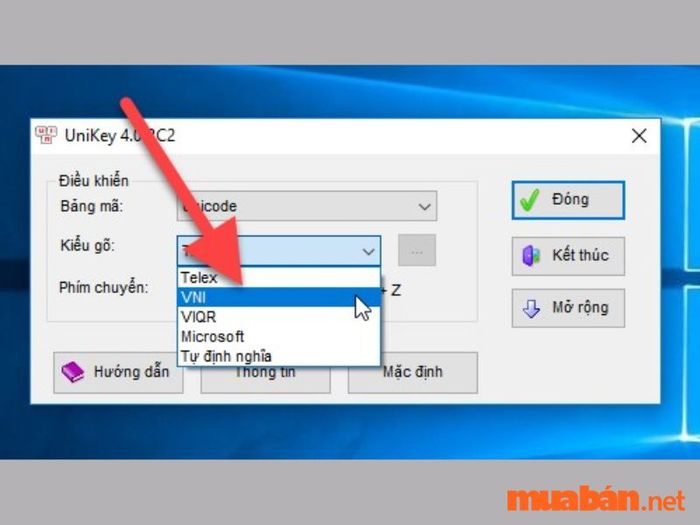 Chọn chế độ gõ VNI
