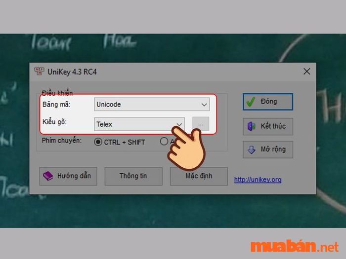 Chọn kiểu gõ Telex
