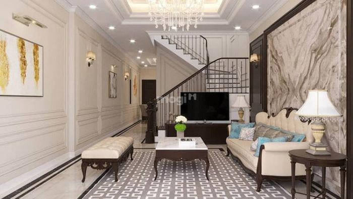 Thiết kế phòng khách tân cổ điển dành cho nhà ống
