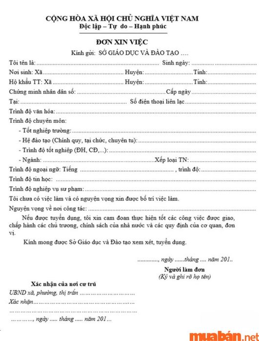 Mẫu CV viết tay dành cho giáo viên mầm non