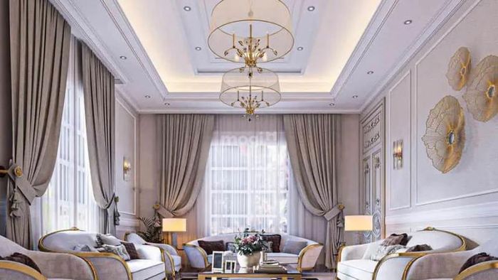 Thiết kế phòng khách theo phong cách tân cổ điển sang trọng và tinh tế