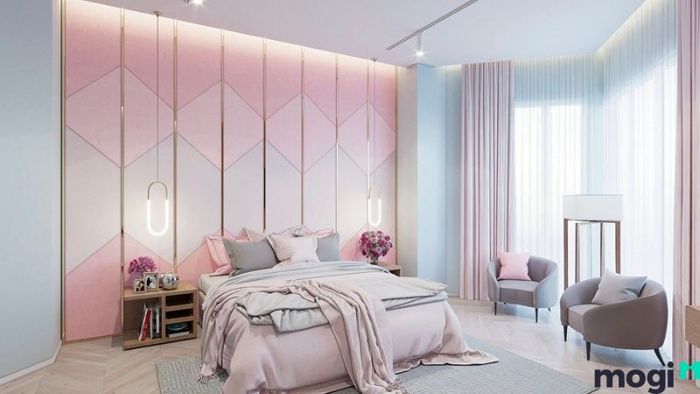 Phòng ngủ Hàn Quốc mang đến cảm giác dễ chịu và thanh thoát nhờ việc lựa chọn màu sắc tinh tế.