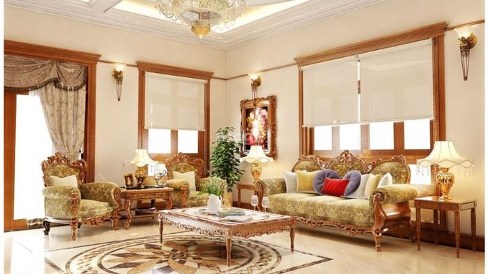 Thiết kế phòng khách tân cổ điển sang trọng, mang đến không gian ấm cúng và đẳng cấp