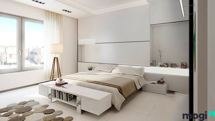 Phòng ngủ Hàn Quốc mang phong cách nhẹ nhàng, tinh tế với các gam màu trung tính.