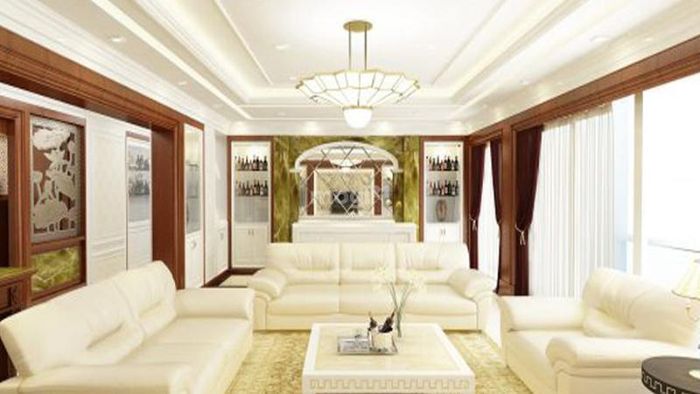 Sử dụng màu sắc trung tính để trang trí phòng khách biệt thự tinh tế