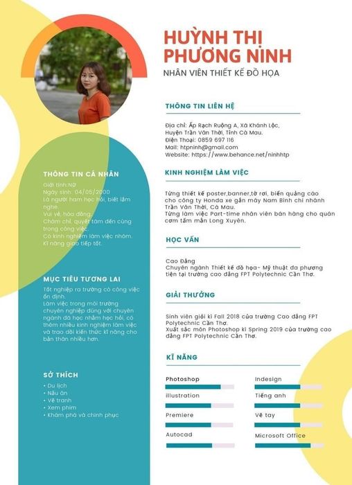 Mẫu CV xin việc online dành cho vị trí nhân viên thiết kế đồ họa