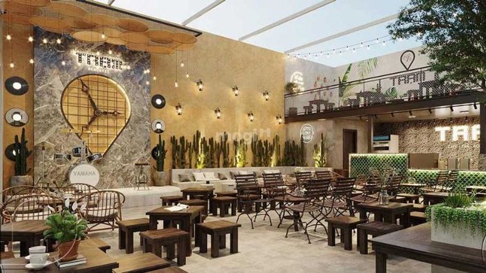 Mẫu thiết kế quán cafe cổ điển kết hợp sân vườn, đơn giản nhưng đầy hiện đại và thu hút ánh nhìn.