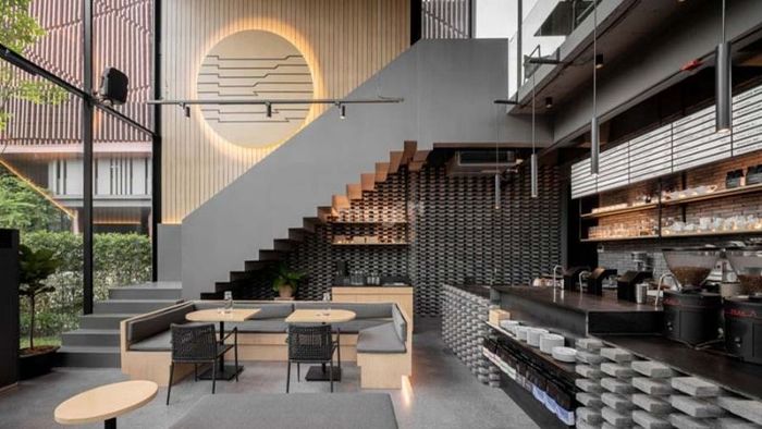 Mẫu quán cafe với sự kết hợp hoàn hảo giữa phong cách cổ điển và những nét hiện đại, tạo nên không gian vừa sang trọng vừa trẻ trung.