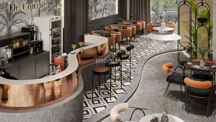 Mẫu thiết kế quán cafe cổ điển sang trọng, thu hút ánh nhìn và tạo ấn tượng mạnh mẽ ngay từ cái nhìn đầu tiên.