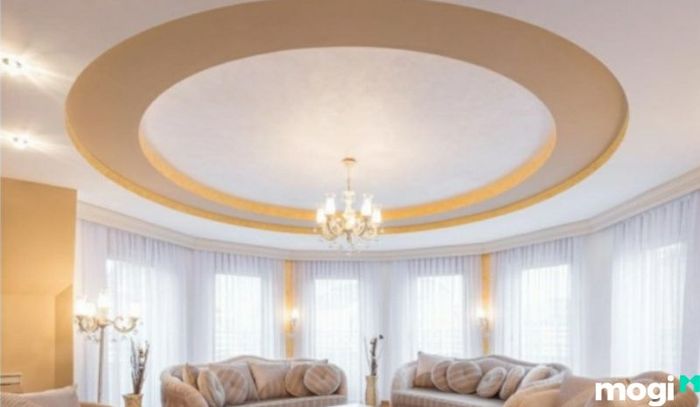 Thạch cao là gì? - Thiết kế trần thạch cao với hình vòng tròn độc đáo