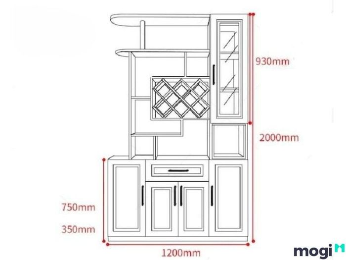 kích thước tủ rượu