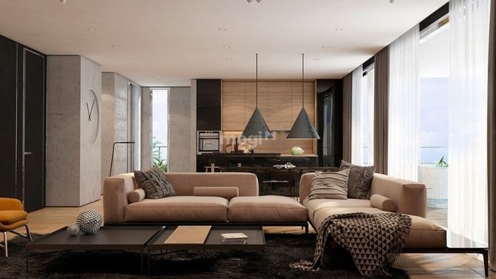 Phòng khách đẹp với sắc nâu chủ đạo, tạo không gian ấm áp và sang trọng