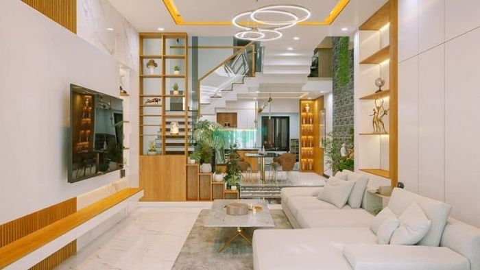 Phòng khách nhà ống mang phong cách trẻ trung, năng động và đầy sức sống