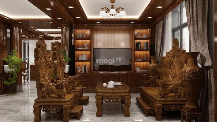 Phong khách theo phong cách cổ điển, mang vẻ đẹp sang trọng và quý phái