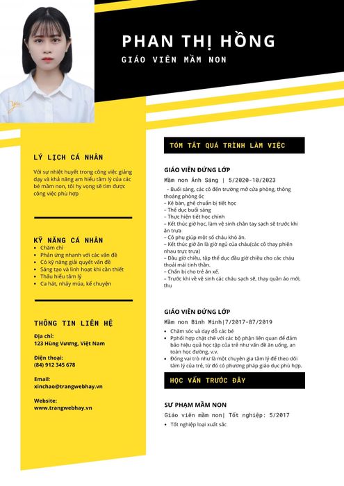 CV xin việc giáo viên mầm non – Nguồn: Canva