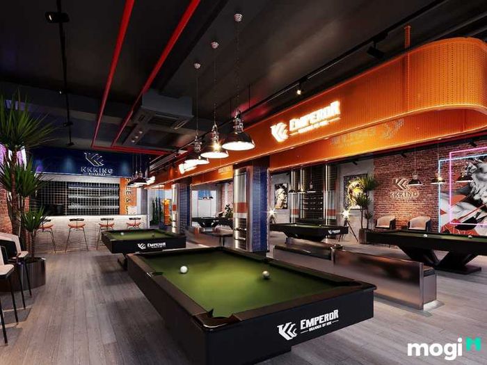 Phong cách thiết kế quán bida kết hợp khu vui chơi điện tử