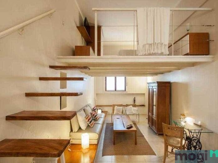 Phòng trọ gác lửng được thiết kế bắt mắt và hợp xu hướng.