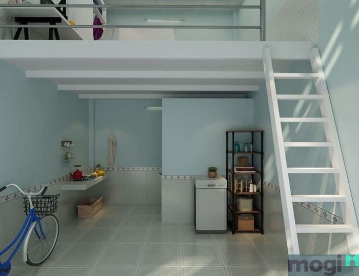 Phòng trọ gác lửng với thiết kế độc đáo và ấn tượng.