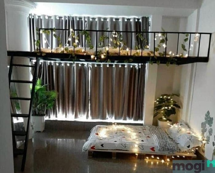 Phòng trọ gác lửng với thiết kế tinh tế và đẹp mắt.