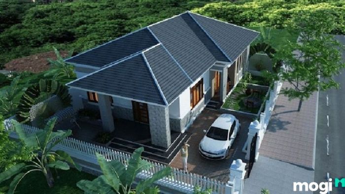 Mẫu thiết kế biệt thự sân vườn có gara ô tô