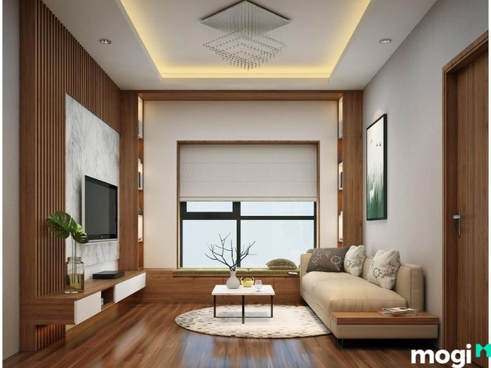 Cách trang trí phòng khách nhà vuông với phong cách mộc mạc, gần gũi