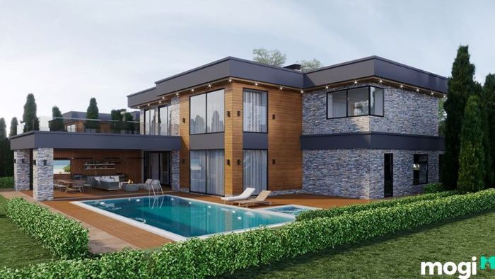 Mẫu thiết kế biệt thự sân vườn có hồ bơi