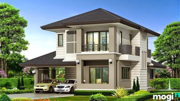 Mẫu thiết kế biệt thự sân vườn 2 tầng sang trọng