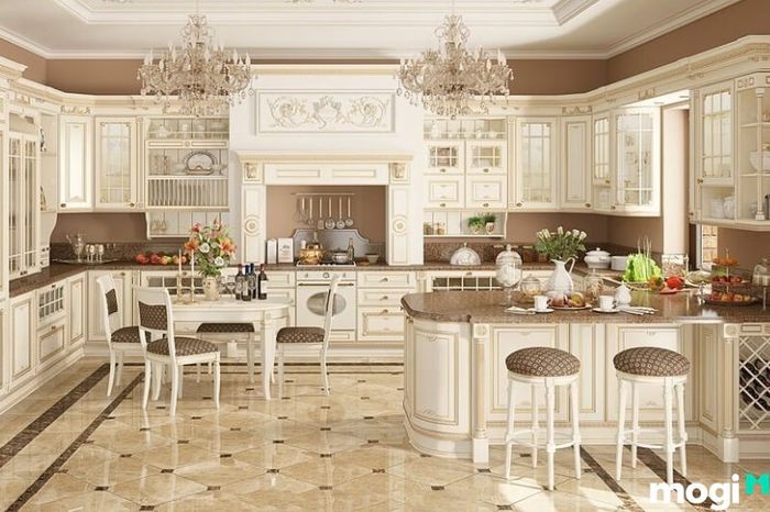 Quầy bar tại gia trong biệt thự phong cách tân cổ điển