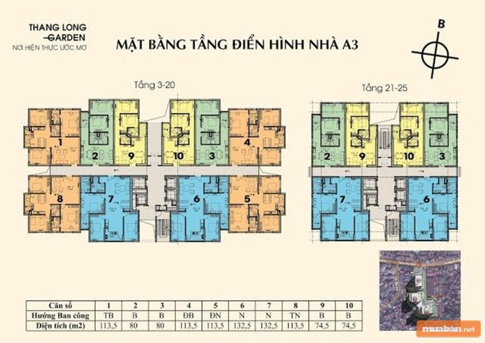 Mặt bằng căn hộ chung cư cao cấp Thăng Long Garden