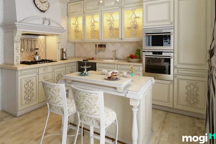 Phòng bếp biệt thự phong cách tân cổ điển