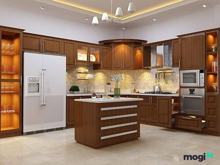 Cấu trúc không gian của nhà bếp là yếu tố quan trọng trong việc tạo ra sự thoải mái và hiệu quả sử dụng cho người nội trợ.