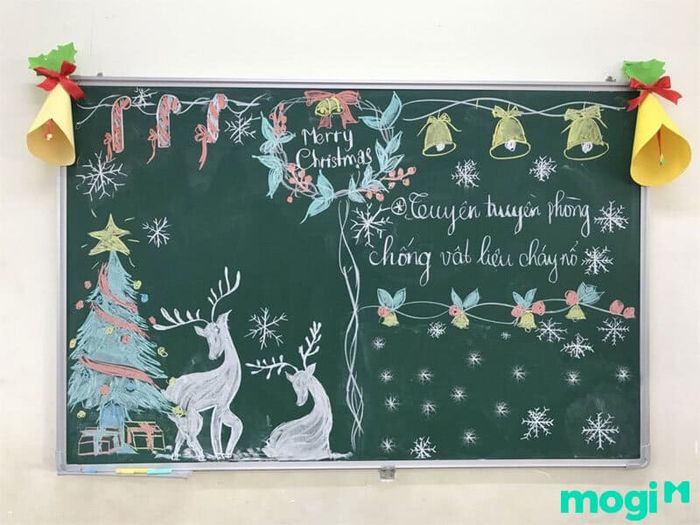 Trang Trí Lớp Học Với Những Hình Vẽ Noel Trên Bảng