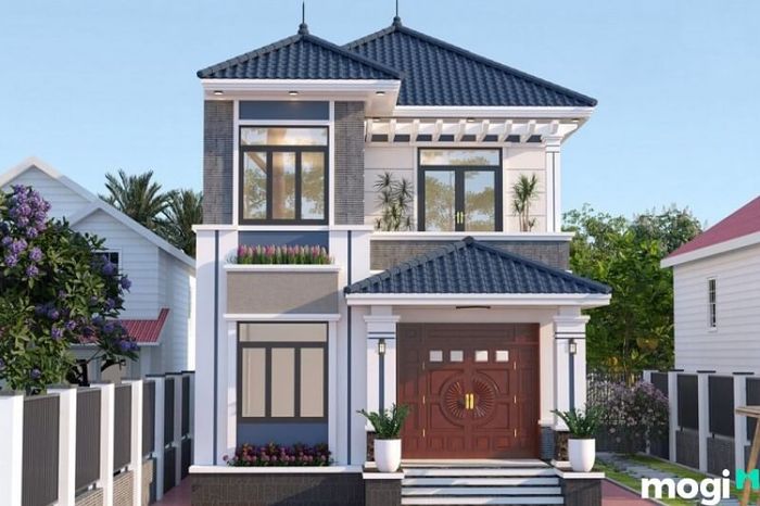 Mẫu nhà ngang 6m dài 20m 1 trệt 1 lầu