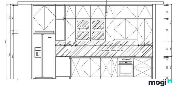Kích thước chuẩn của cánh tủ bếp