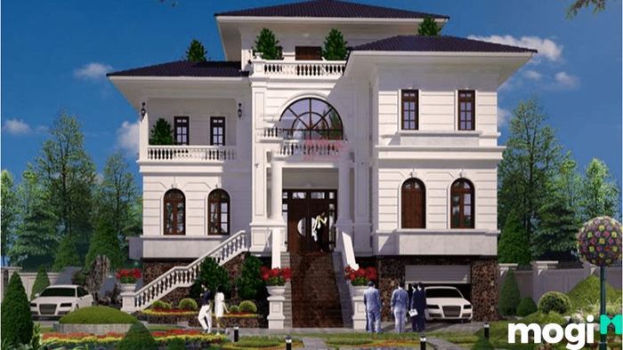 Biệt thự hiện đại với gara ô tô tiện nghi, sang trọng