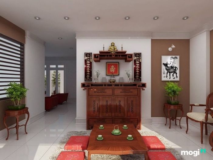 Bàn thờ được đặt bên trong phòng khách