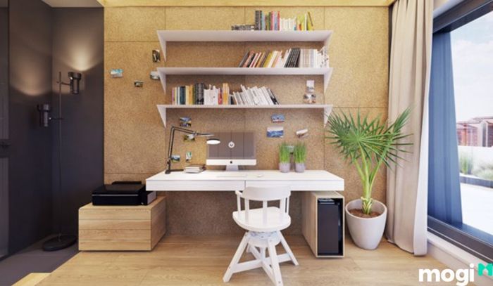 Mẫu 2: Thiết kế phòng làm việc tại nhà với diện tích 20m2, đáp ứng nhu cầu làm việc hiệu quả.