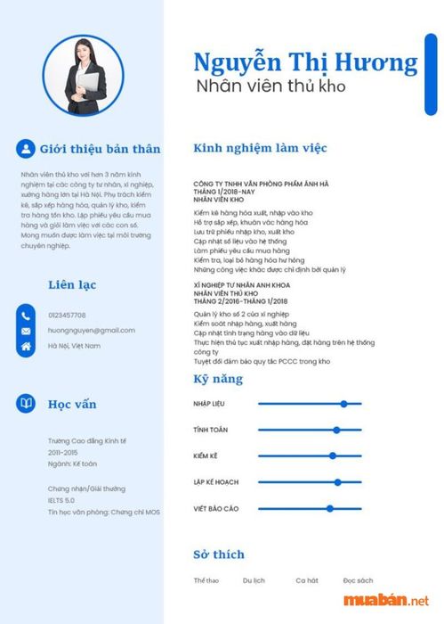 CV xin việc kho mẫu số 2