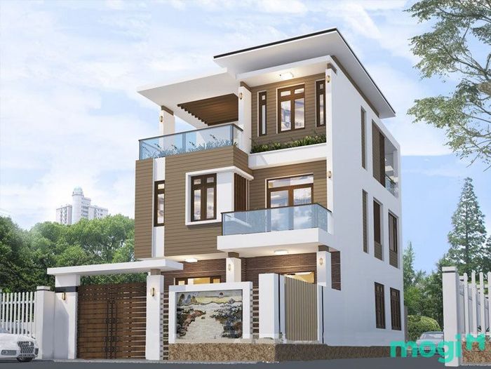 Sơn mặt tiền nhà màu xanh ghi