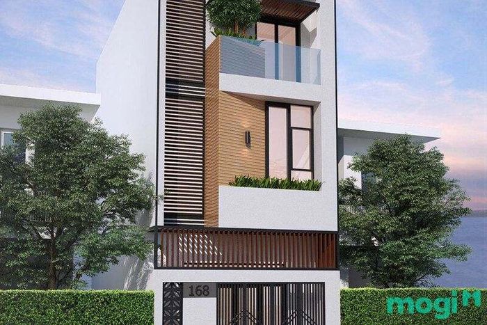 Sơn mặt tiền nhà màu xanh ghi