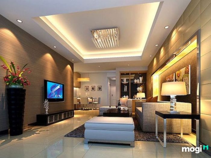 Phòng khách nhà ống được thiết kế với màu ghi xám làm chủ đạo, mang lại sự sang trọng và tinh tế cho toàn bộ không gian.